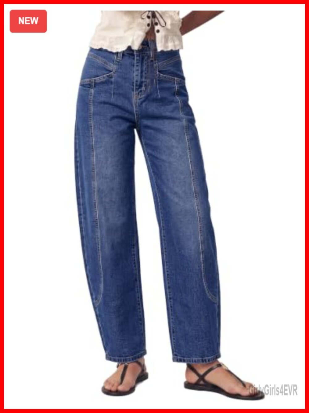 Barrel Jeans High Waisted Stretchy Ankle Denim Pants